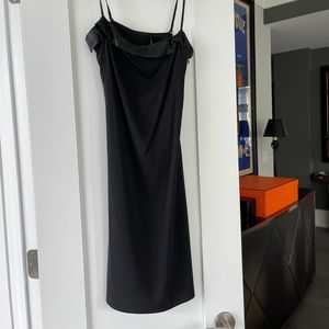 Tahari vintage silk dress with beaded leather trim